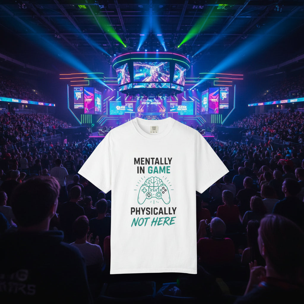 Gaming T-Shirt - “Mentally in Game, Physically Not Here” Graphic Tee