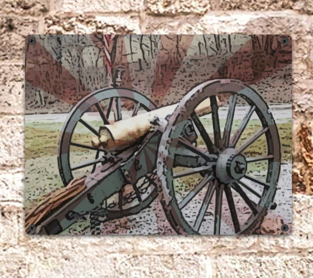 Reproduction Civil War Cannon Metal Tin Sign (Made in USA)