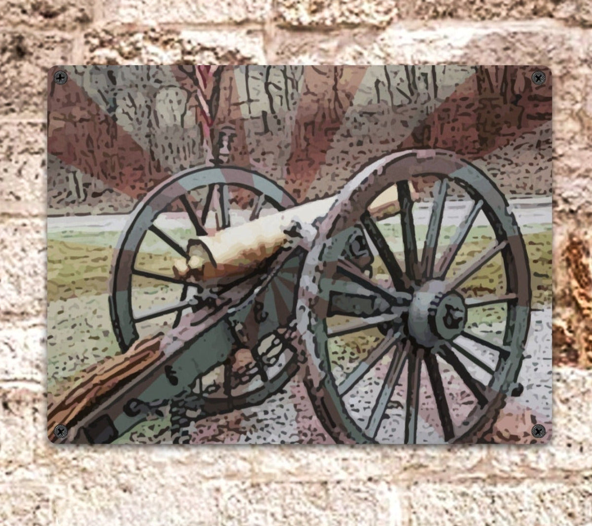 Reproduction Civil War Cannon Metal Tin Sign (Made in USA)