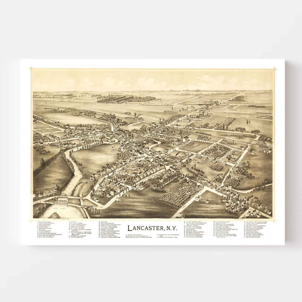 Vintage Map of Lancaster, New York 1892