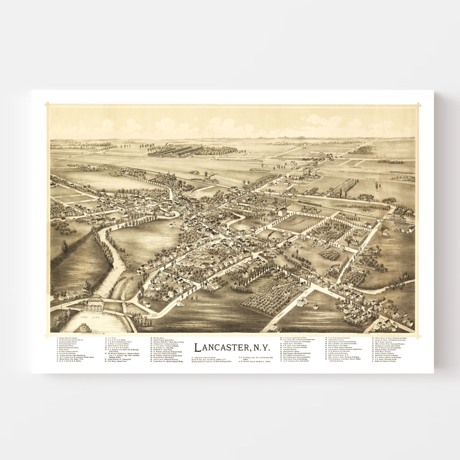Vintage Map of Lancaster, New York 1892