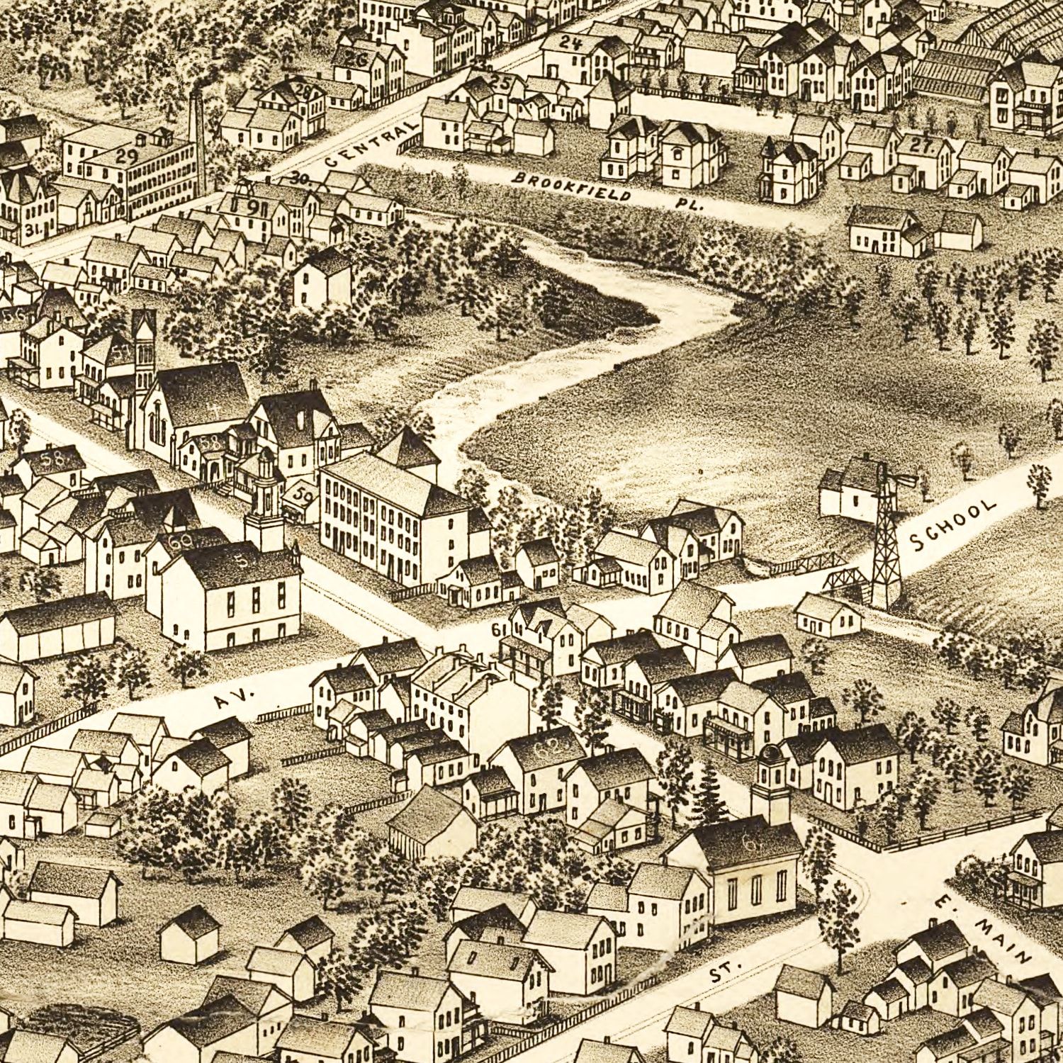 Vintage Map of Lancaster, New York 1892