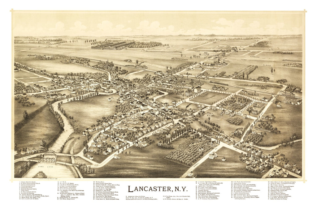 Vintage Map of Lancaster, New York 1892