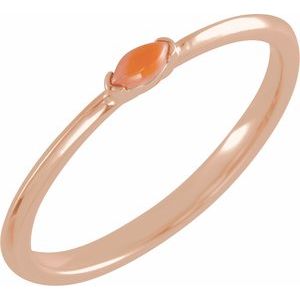 14K Rose Gold Natural Pink Coral Stackable Ring
