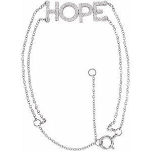 14K White Gold 1/4 CTW Natural Diamond Hope 5-7" Bracelet