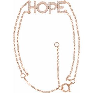 14K Rose Gold 1/4 CTW Natural Diamond Hope 5-7" Bracelet
