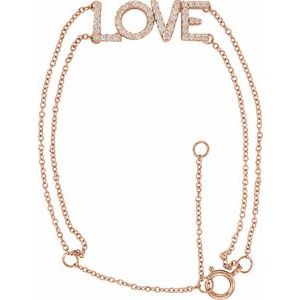 14K Rose Gold 1/4 CTW Natural Diamond Love 5-7" Bracelet