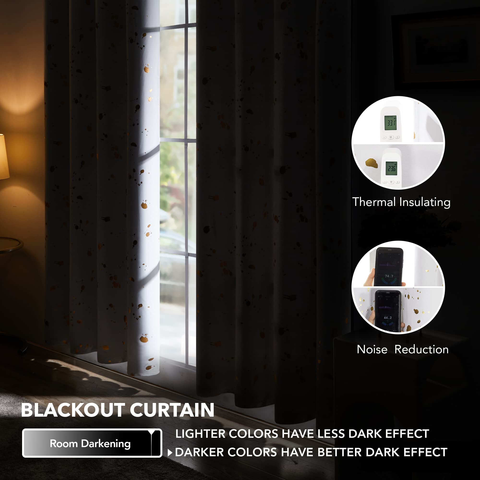 Thermal Blackout Curtains, Noise-Reducing, 2 Panels