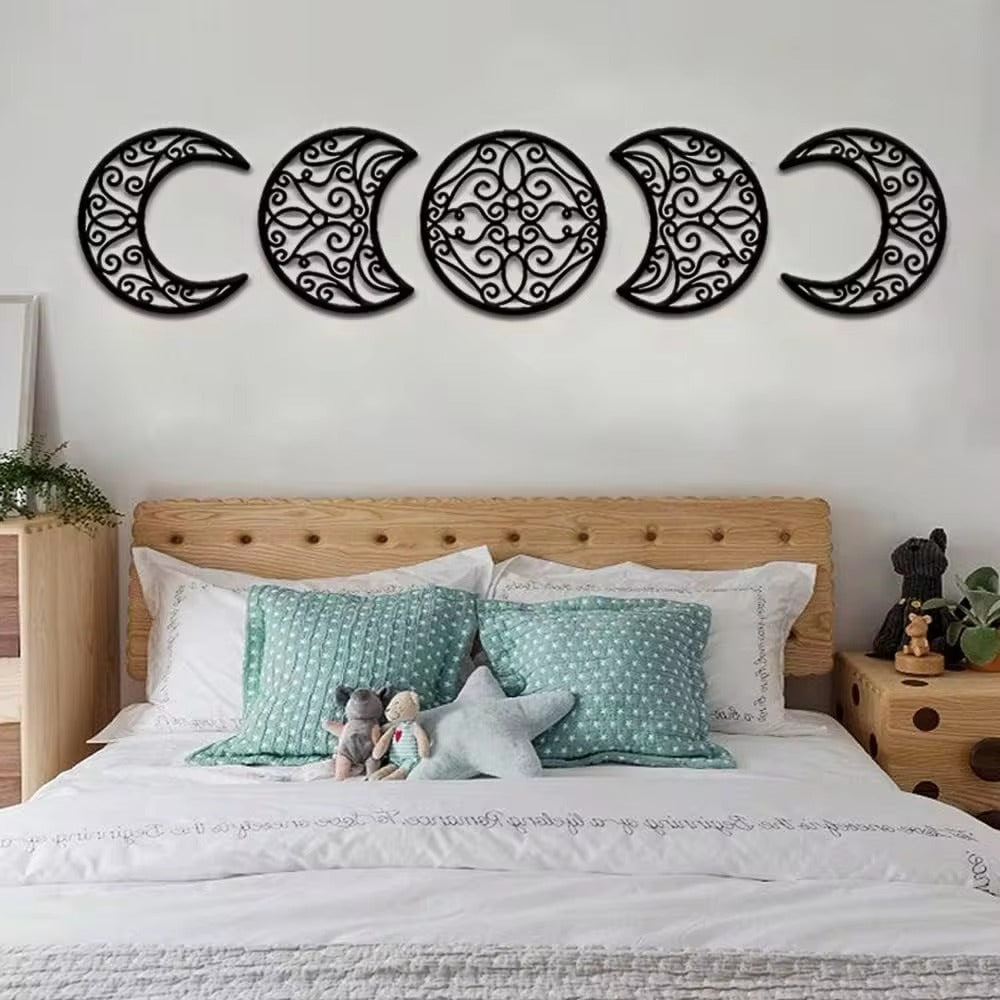 Set Of 5 Wrought Iron Crescent Moon Wall Art Home Decor