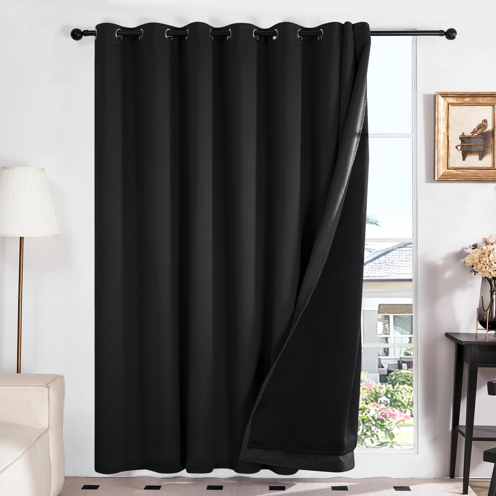 Double Layer Total Blackout Curtain, 1 Panel, White