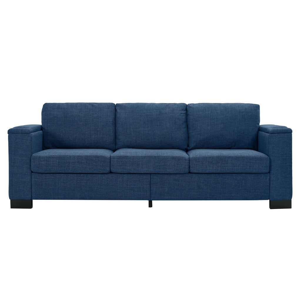 Two Pieces 2+3 Seater Sofa Modern Style Living Room Sofa Fabric Couch,Square Arm Sofa with Cup Holder,Storage Sofa,Upholstered Polyester Blue