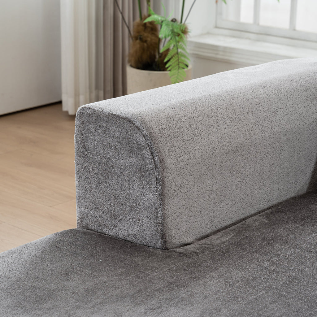 Modular Grey-Corduroy Fabric Sectional Sofa with L-Shape Chaise, Cloud Sectional Modern Sleeper Couch with Deep Seat,Sponge Compression Sofas No Assembly Required