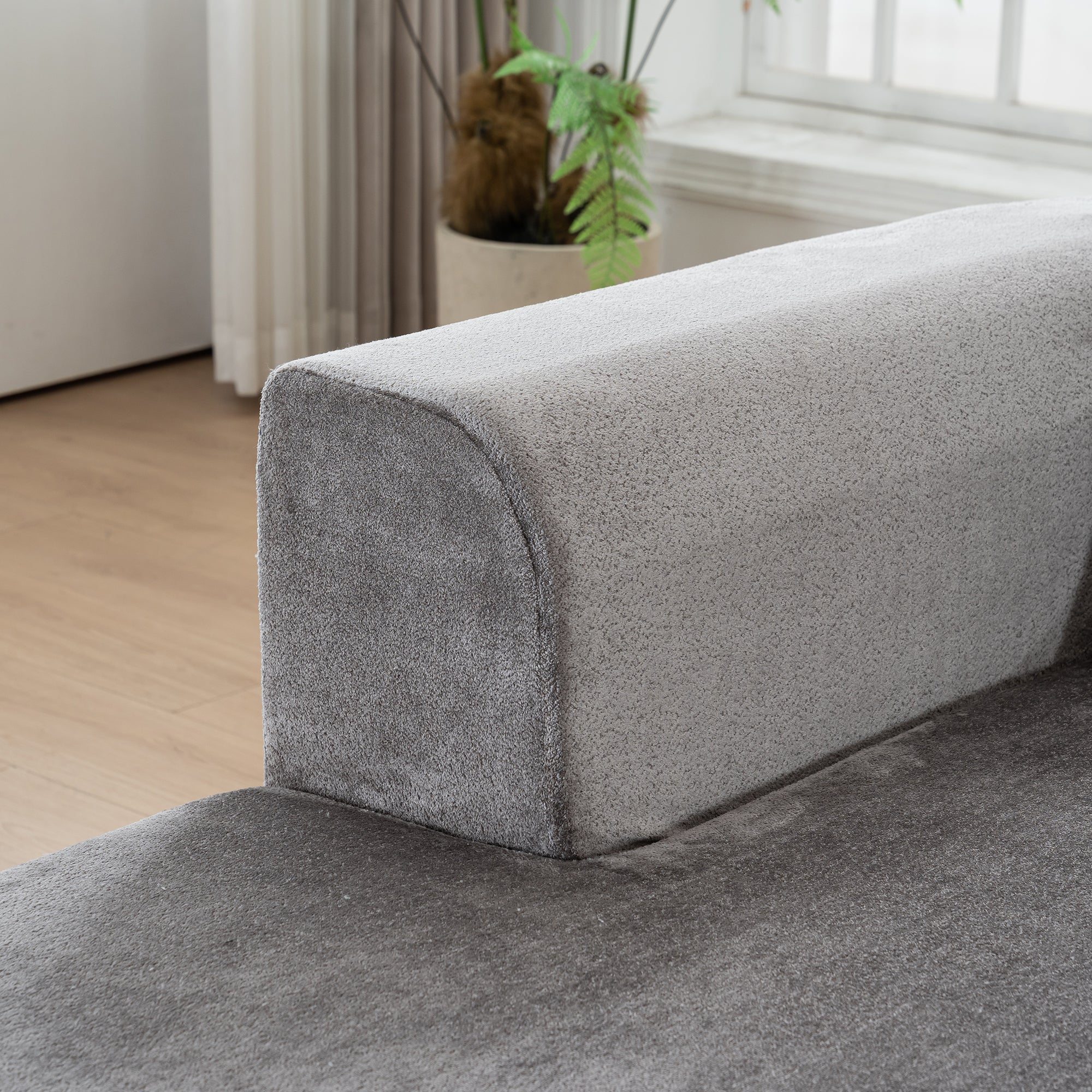 Modular Grey-Corduroy Fabric Sectional Sofa with L-Shape Chaise, Cloud Sectional Modern Sleeper Couch with Deep Seat,Sponge Compression Sofas No Assembly Required