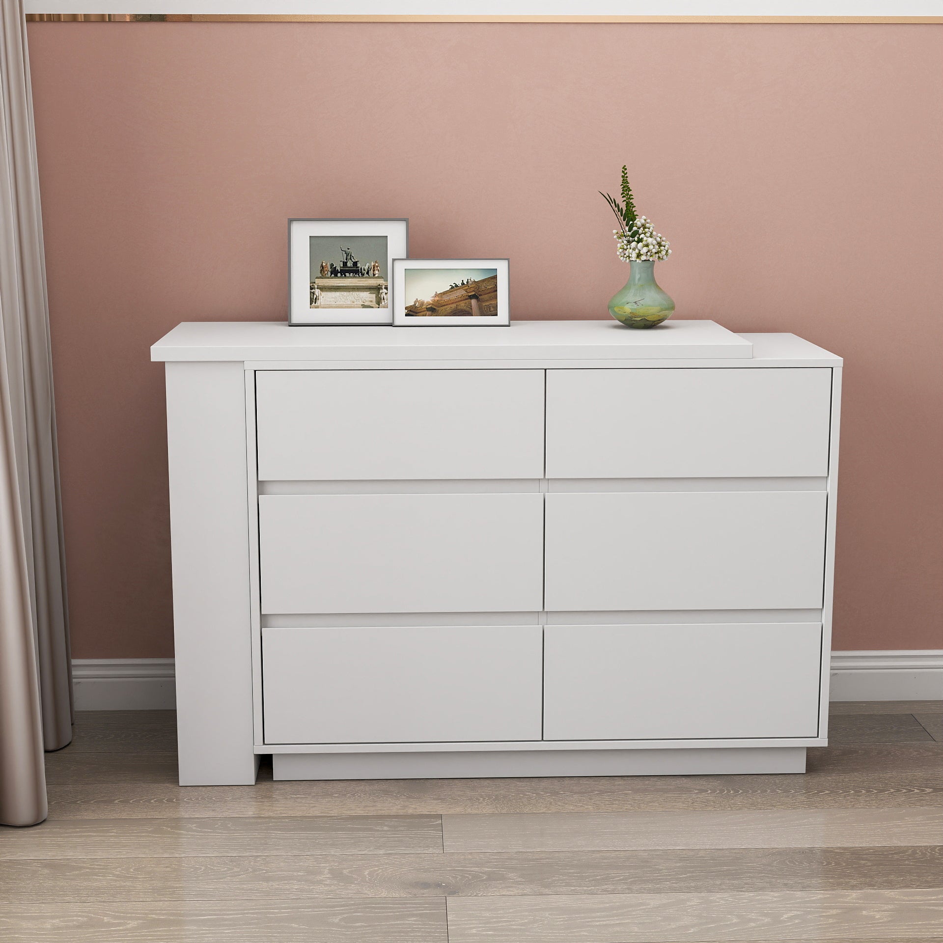 L Shaped Computer Desk with Drawers, Modern Corner Home Office Desk with Reversible Storage Cabinet, Long Study Writing Desk Workstation for Home Office