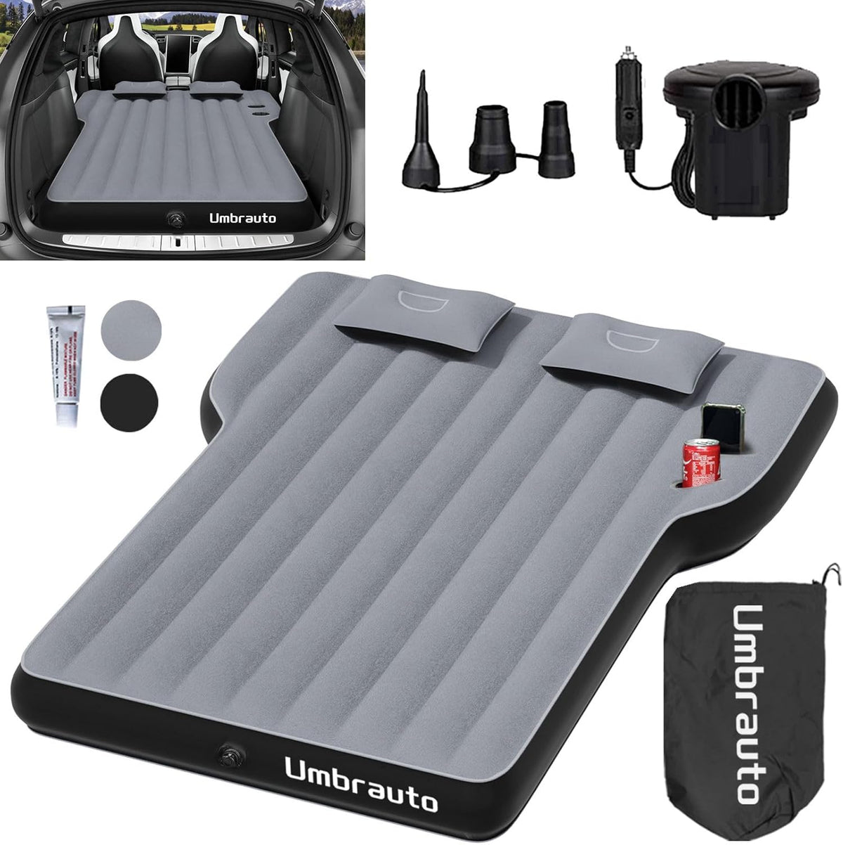 Umbrauto Tesla Y Car Camping SUV Thicken Air Mattress,Gray