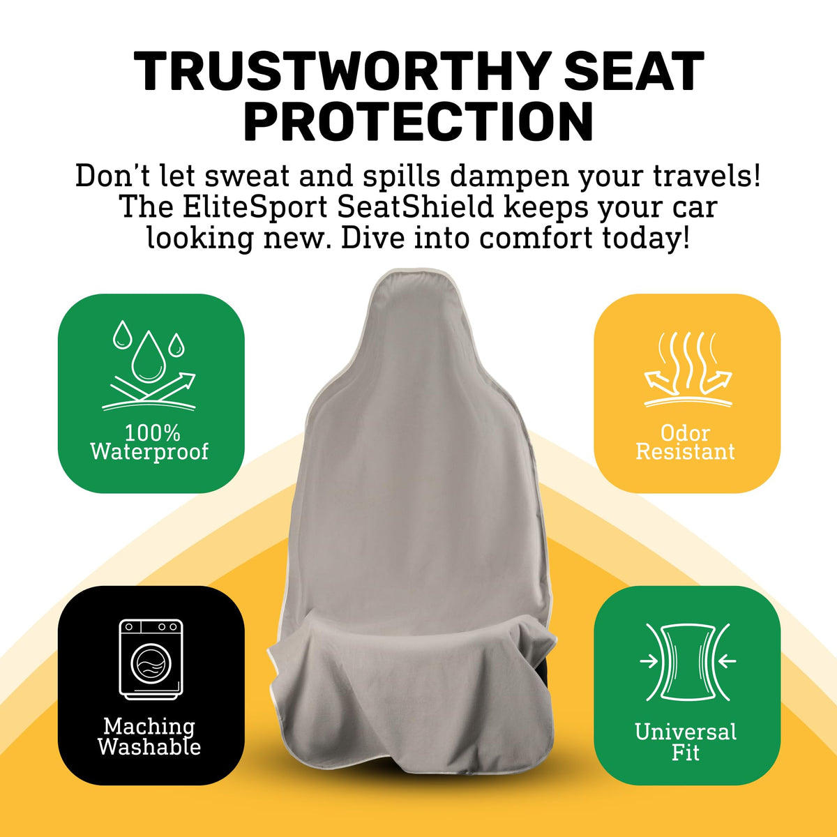 EliteSport+ Non-Slip Waterproof Seat Cover - Gray