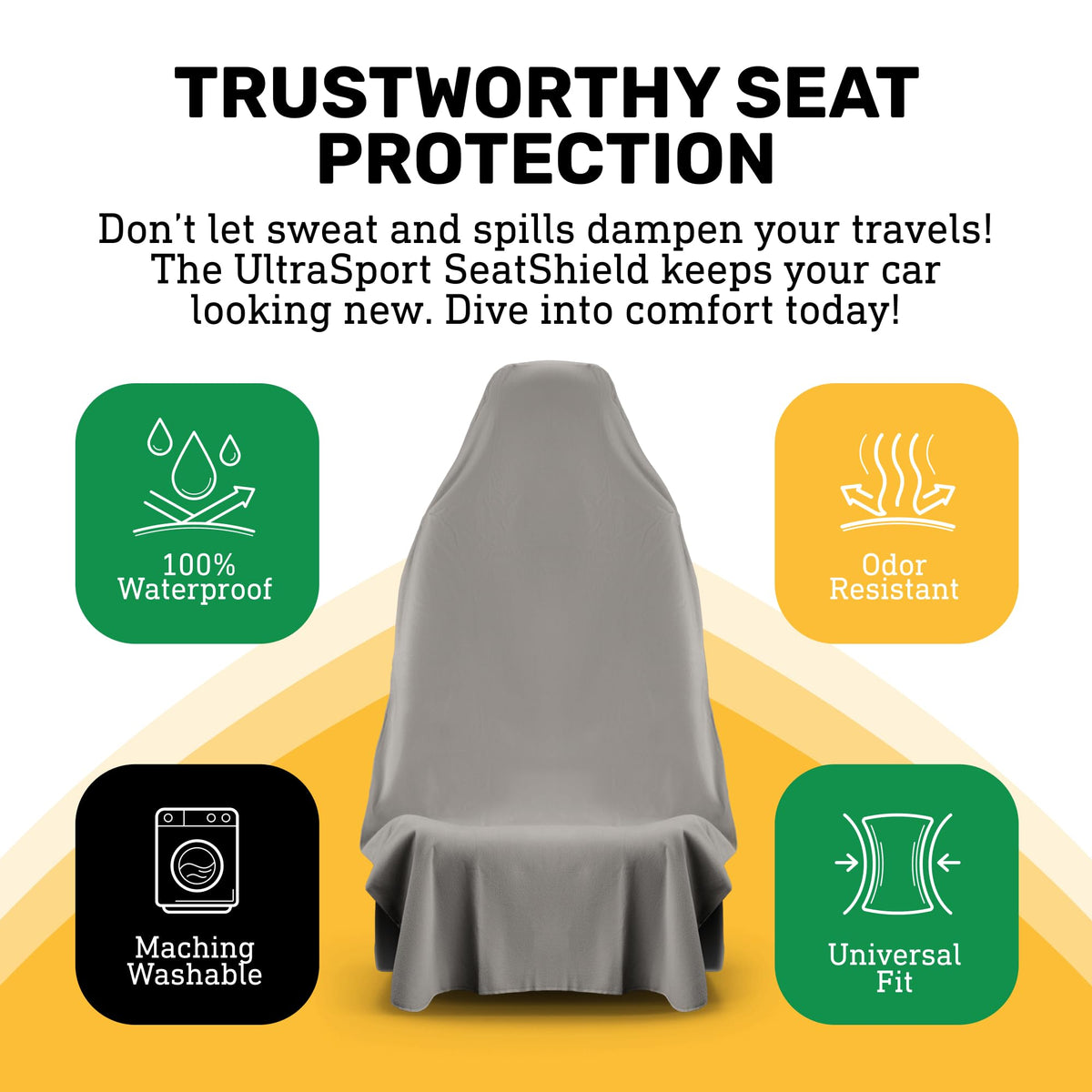 UltraSport SeatShield - Waterproof Car Seat Protector - Gray