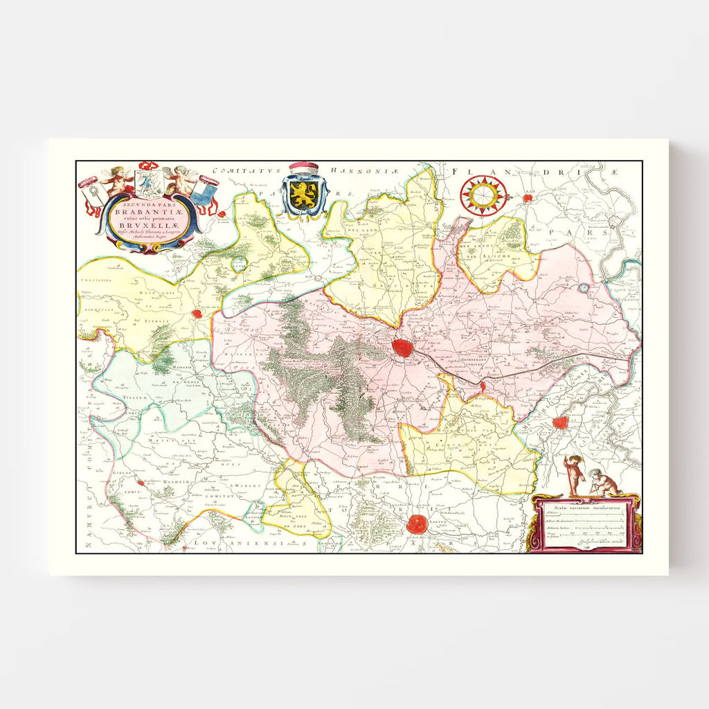 Vintage Map of Brabant, Belgium 1665