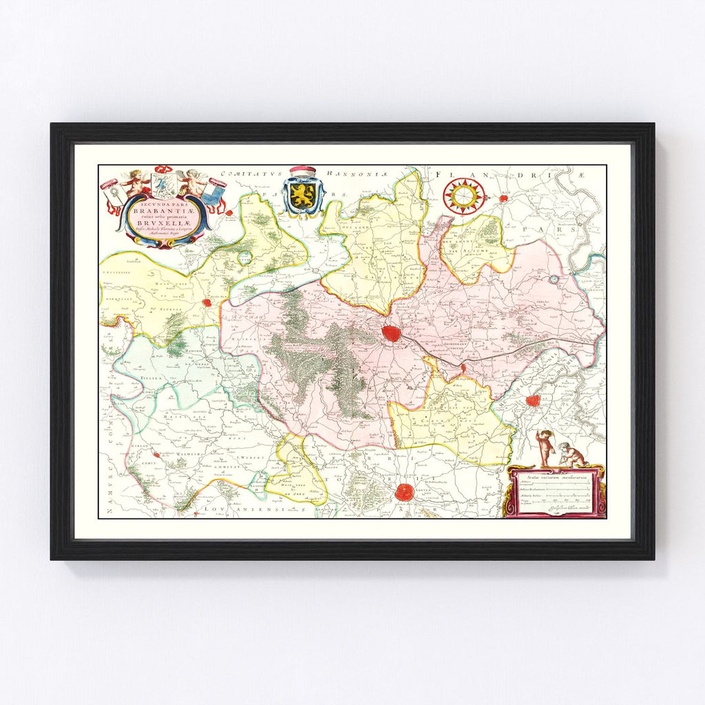Vintage Map of Brabant, Belgium 1665