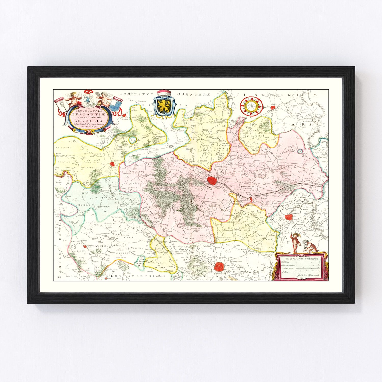 Vintage Map of Brabant, Belgium 1665