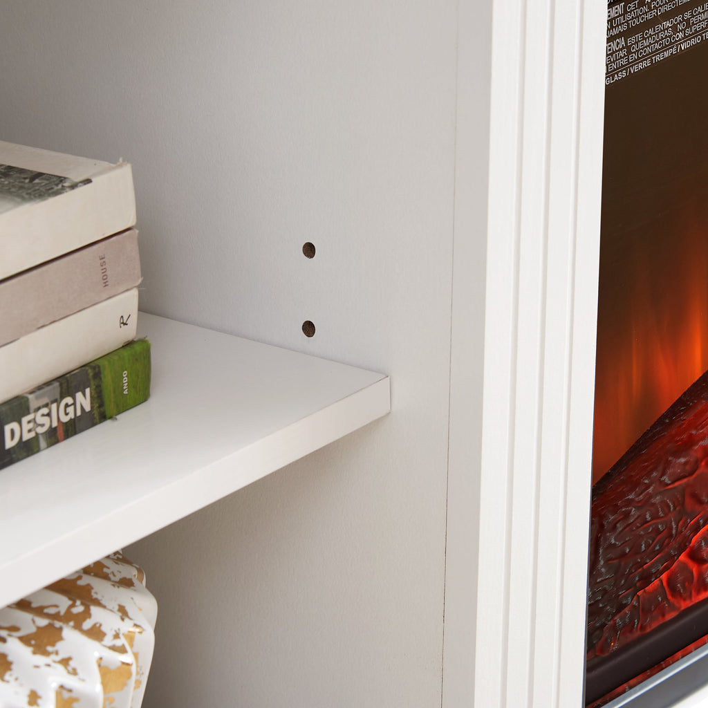 Media Console Table with Large Storage Cabinet, with 23' Fireplace Insert, for TV Up to 70'', Modern TV Media Entertaionment Stand, White, 65.75'W*17'D*32.48'H