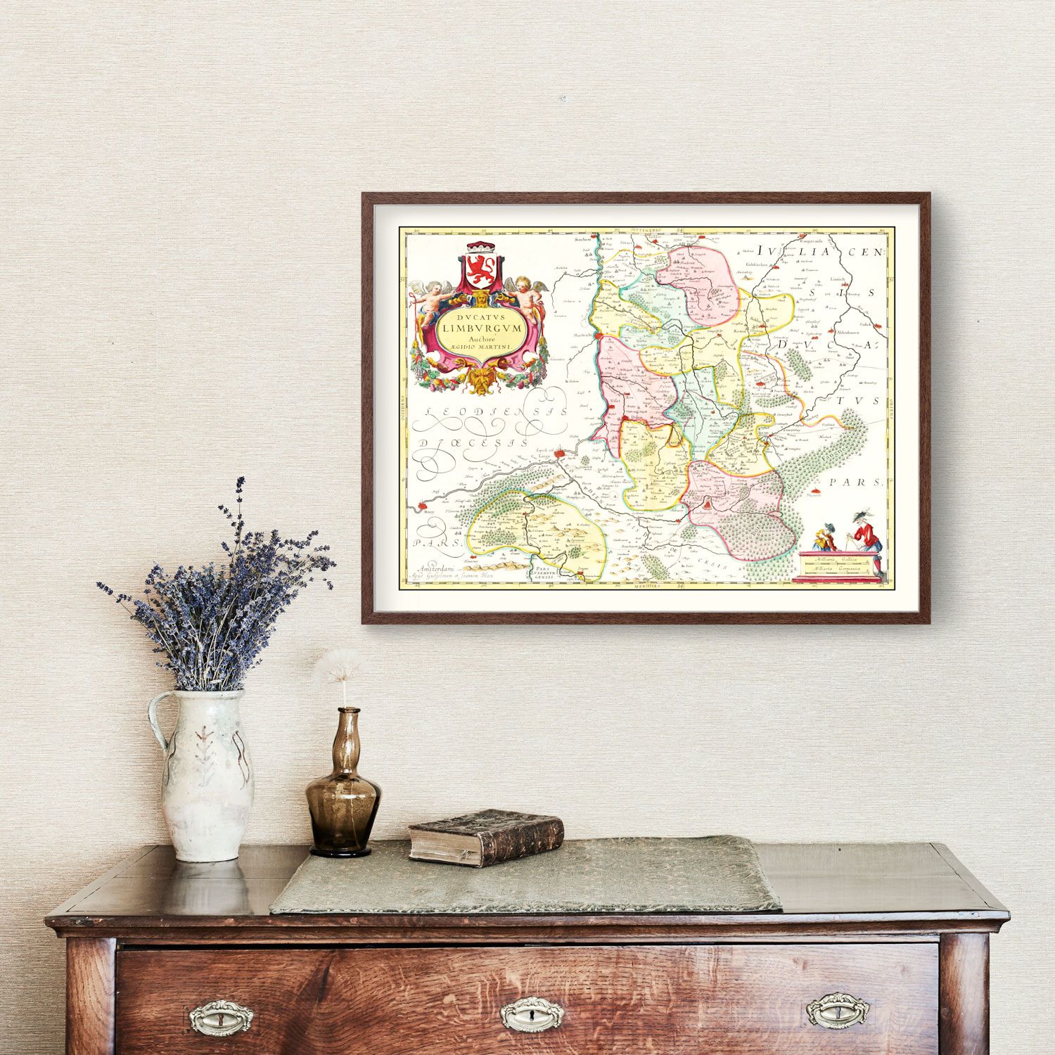Vintage Map of Limburg, Belgium 1665