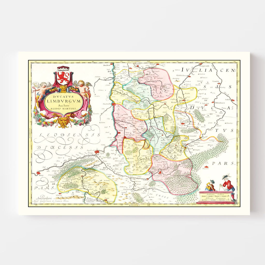 Vintage Map of Limburg, Belgium 1665