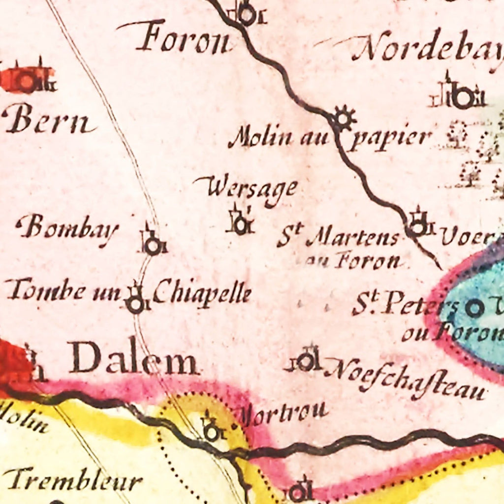 Vintage Map of Limburg, Belgium 1665
