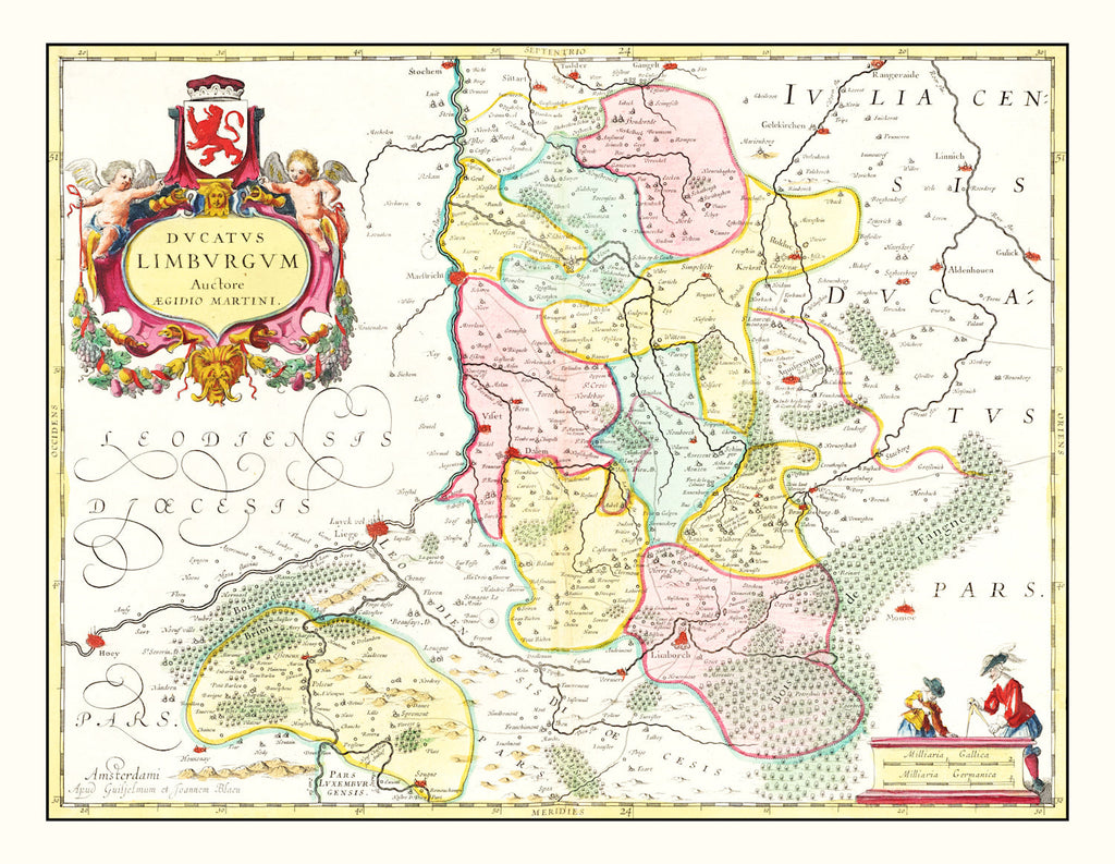 Vintage Map of Limburg, Belgium 1665