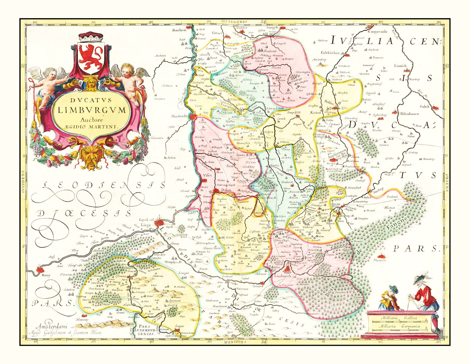 Vintage Map of Limburg, Belgium 1665