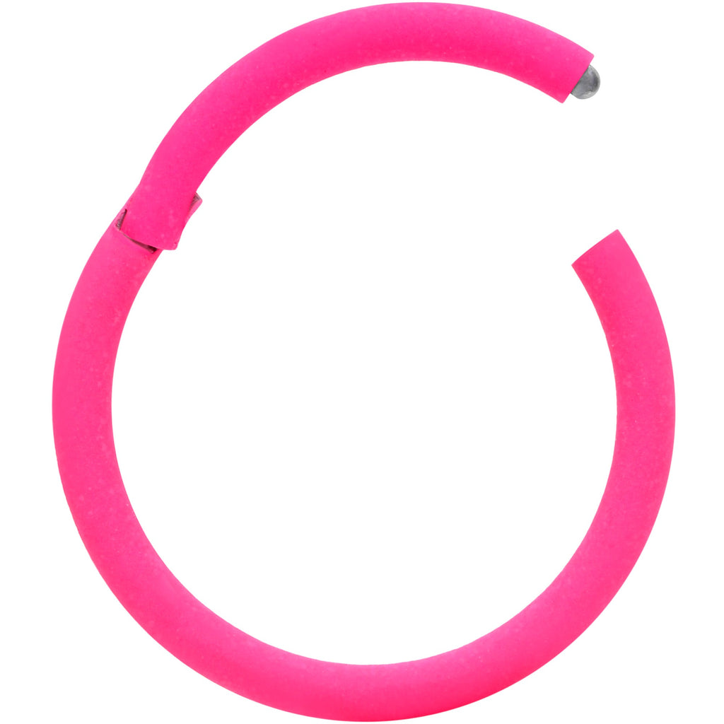 18G 3/8 Pink Matte Cartilage Hinged Segment Ring