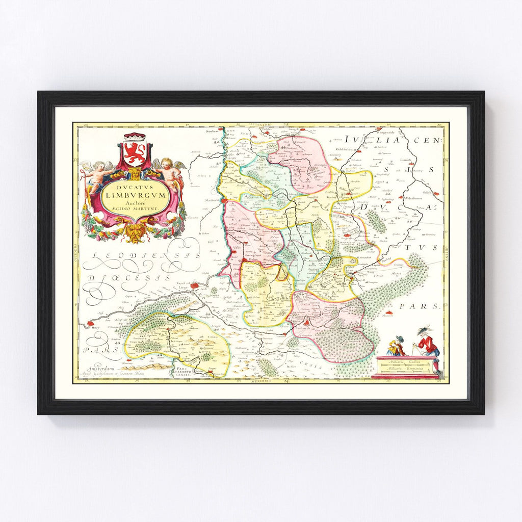 Vintage Map of Limburg, Belgium 1665