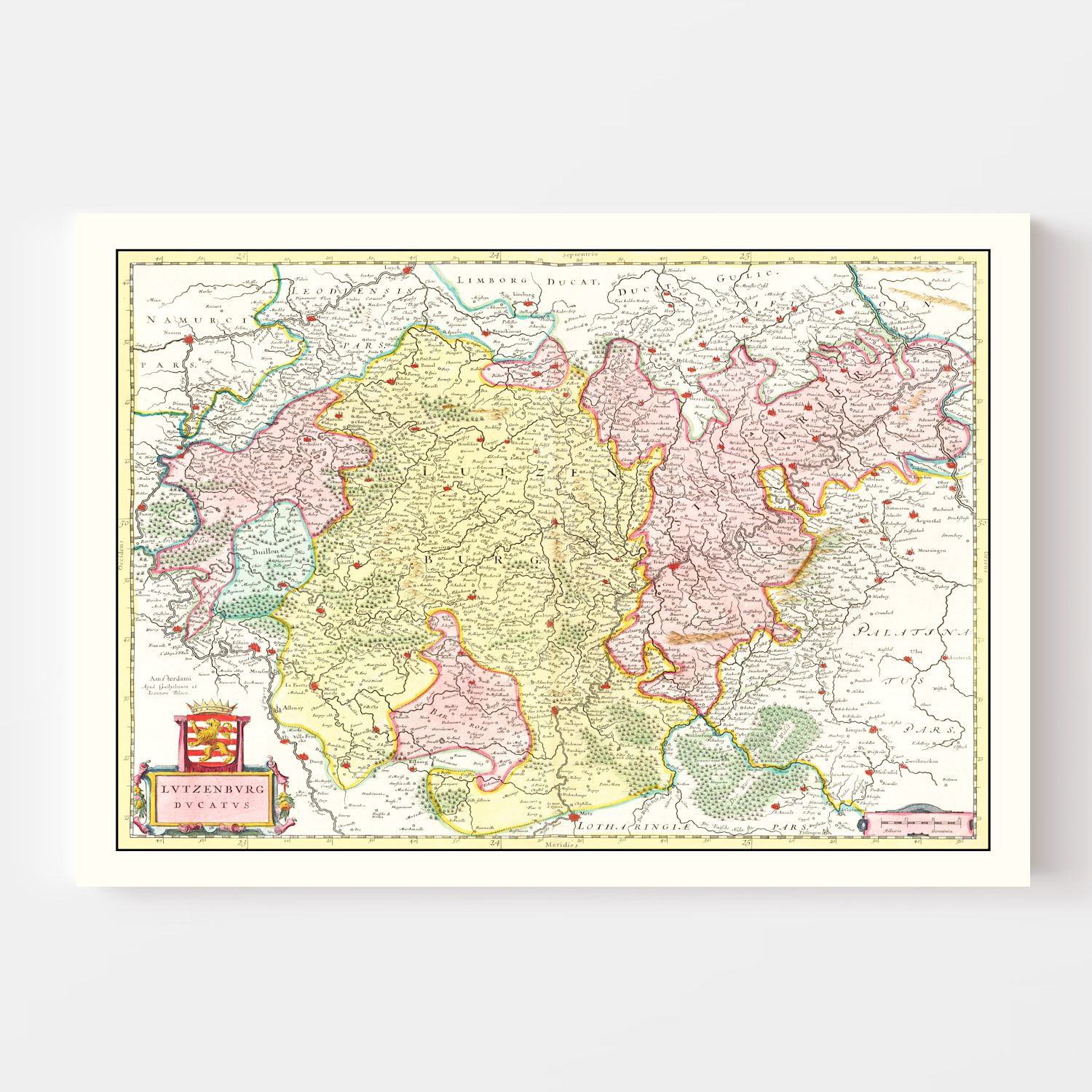 Vintage Map of Luxembourg, Belgium 1665