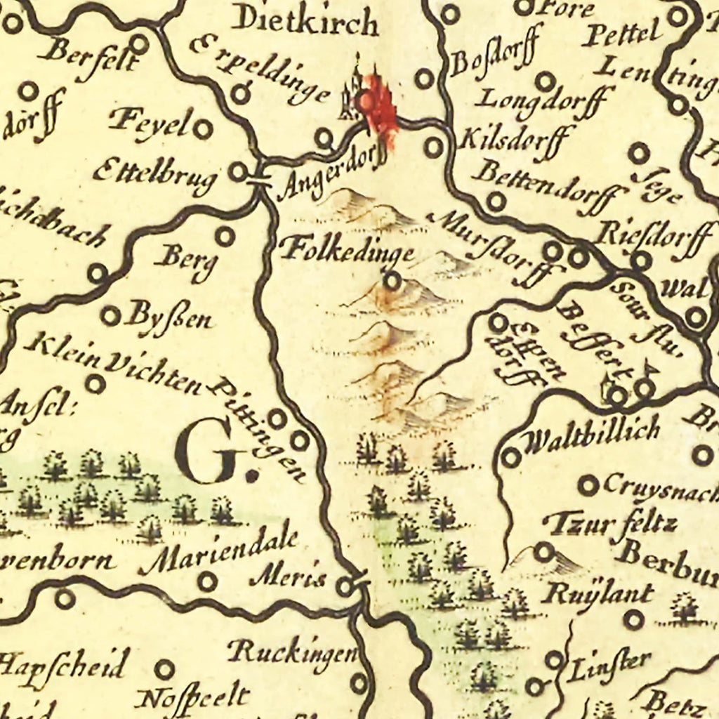Vintage Map of Luxembourg, Belgium 1665