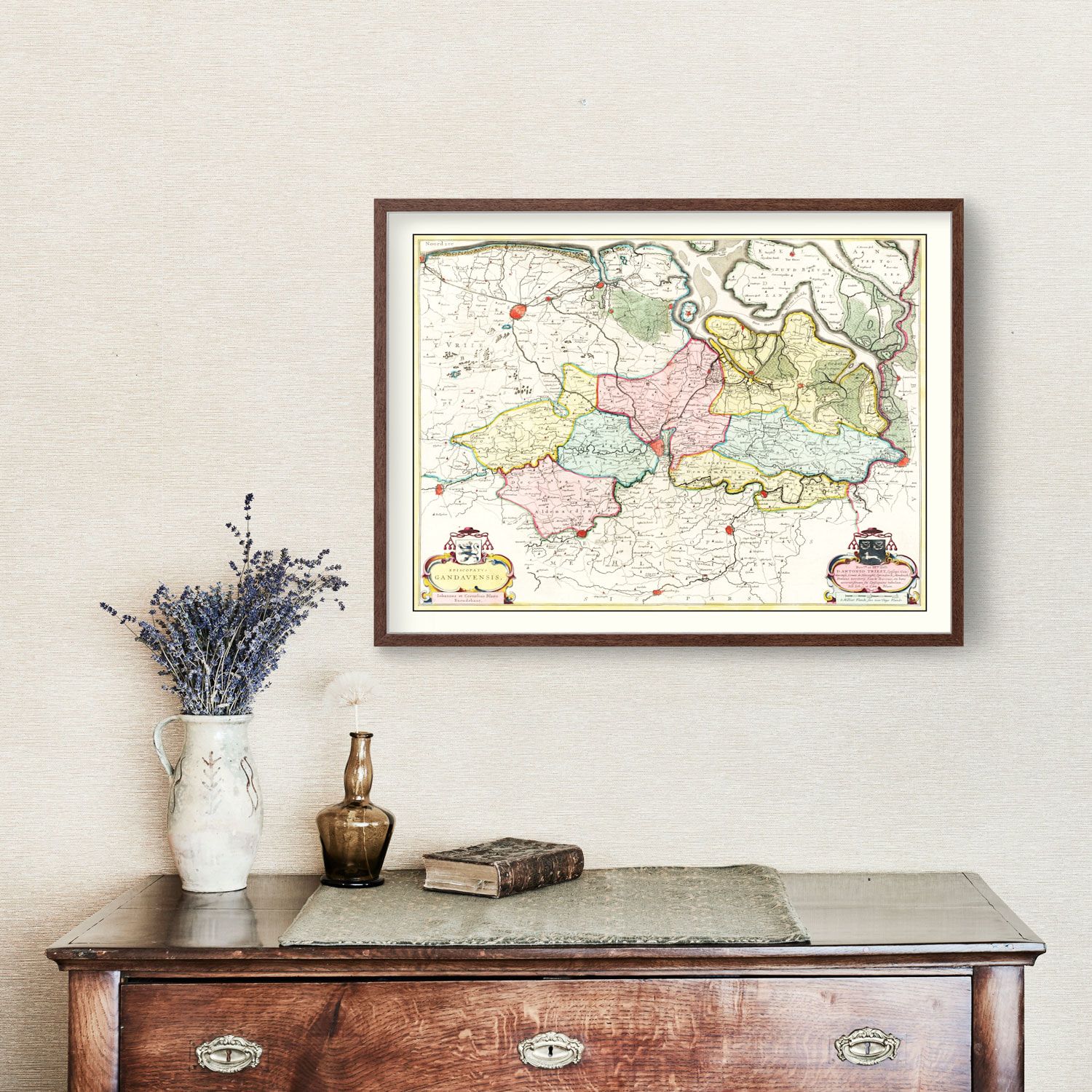 Vintage Map of the Ghent Area of Belgium 1665