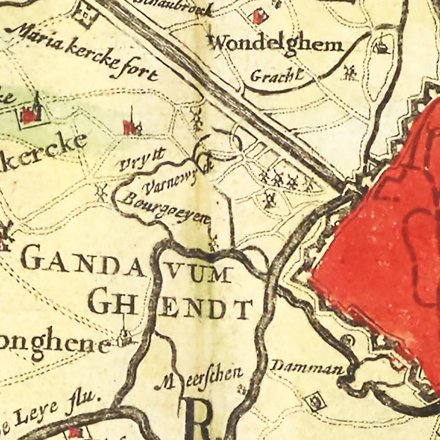 Vintage Map of Ghent, Belgium 1665