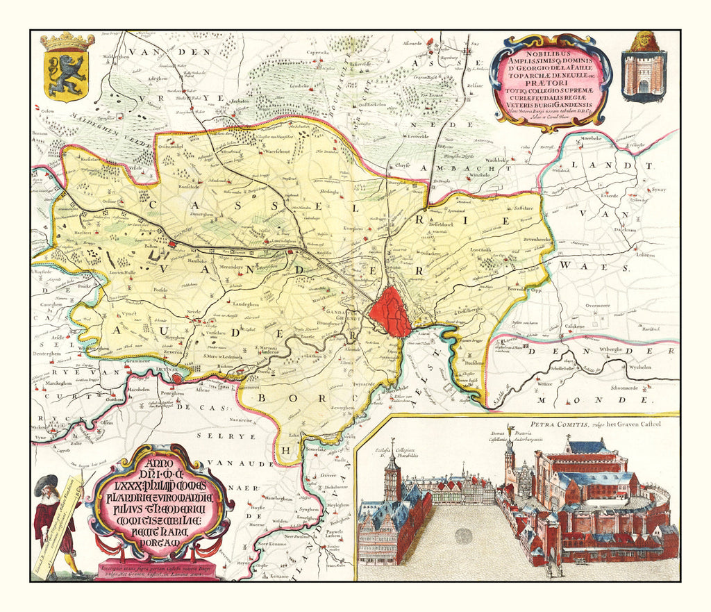 Vintage Map of Ghent, Belgium 1665