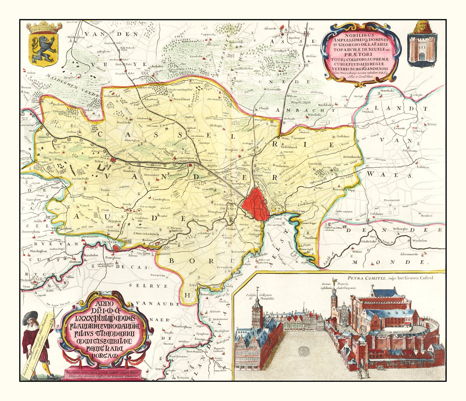 Vintage Map of Ghent, Belgium 1665