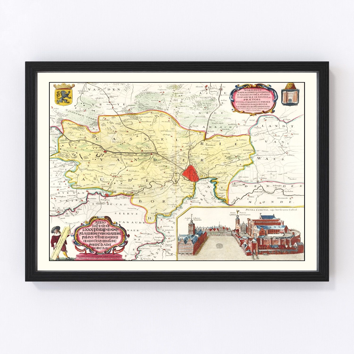 Vintage Map of Ghent, Belgium 1665