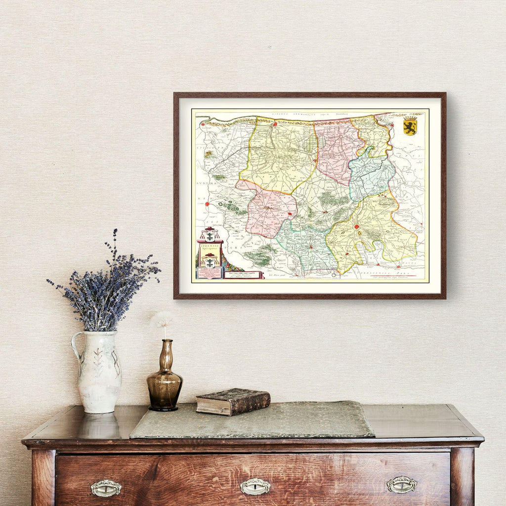 Vintage Map of Ypres, Belgium 1665