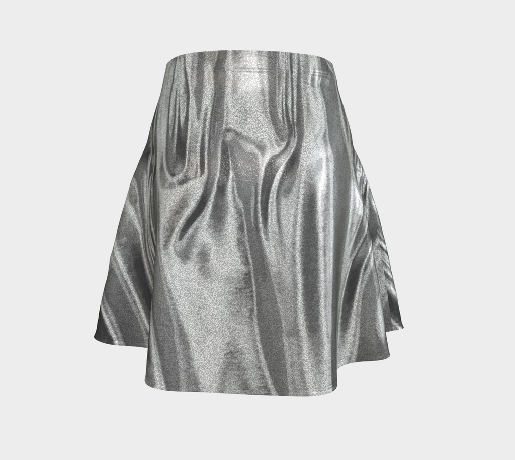 Molten Silver Flared Glitter Skirt