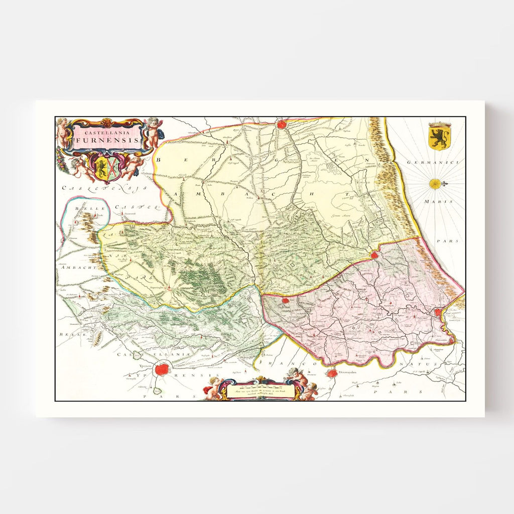 Vintage Map of Veurne, Belgium 1665