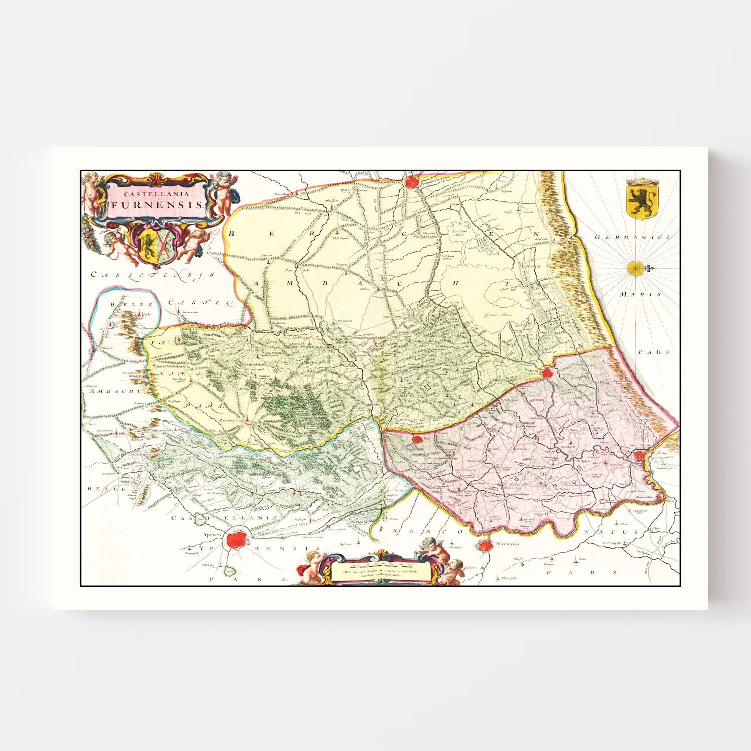 Vintage Map of Veurne, Belgium 1665