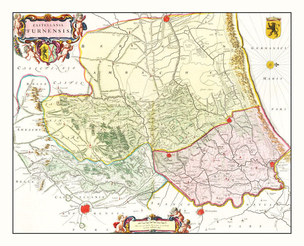 Vintage Map of Veurne, Belgium 1665