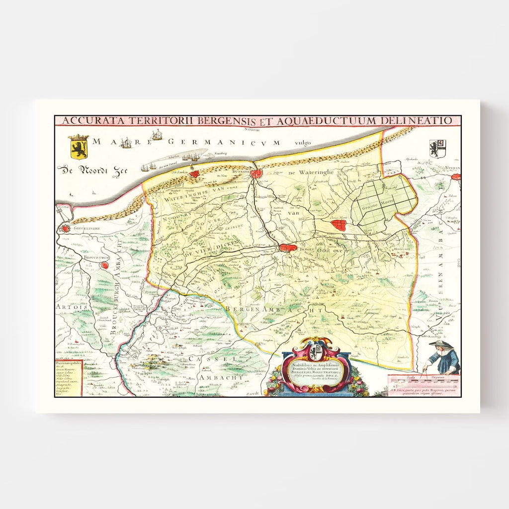 Vintage Map of Mons, Belgium 1665