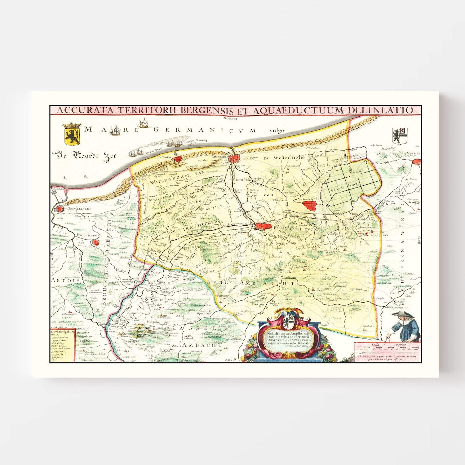 Vintage Map of Mons, Belgium 1665
