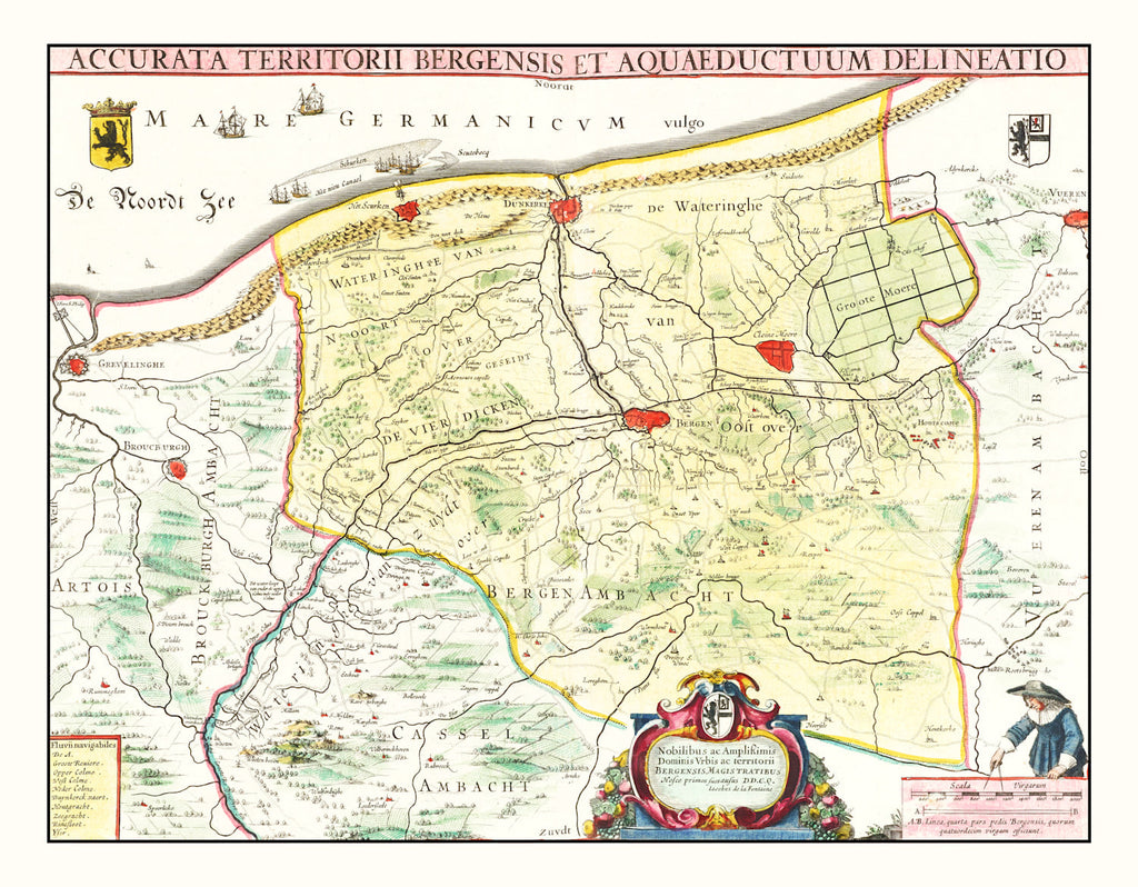 Vintage Map of Mons, Belgium 1665