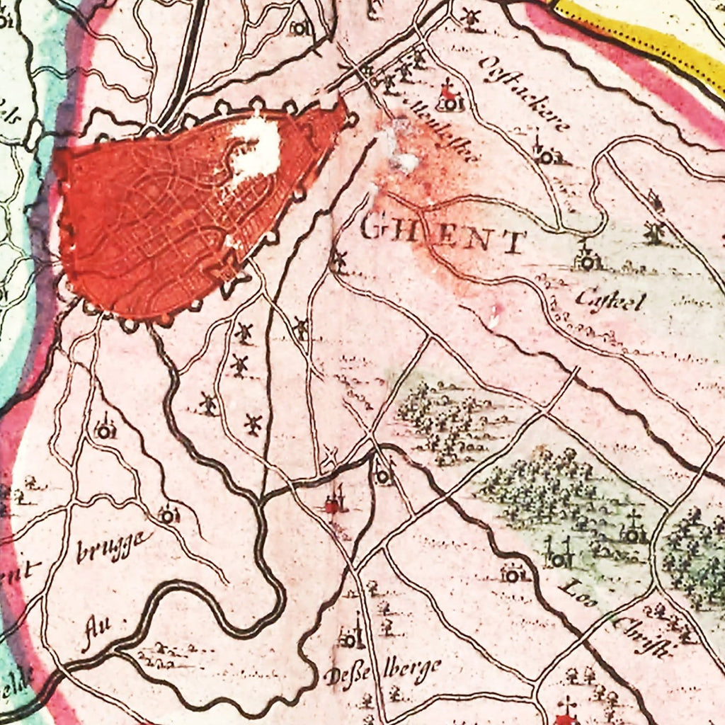 Vintage Map of Flanders, Belgium 1665
