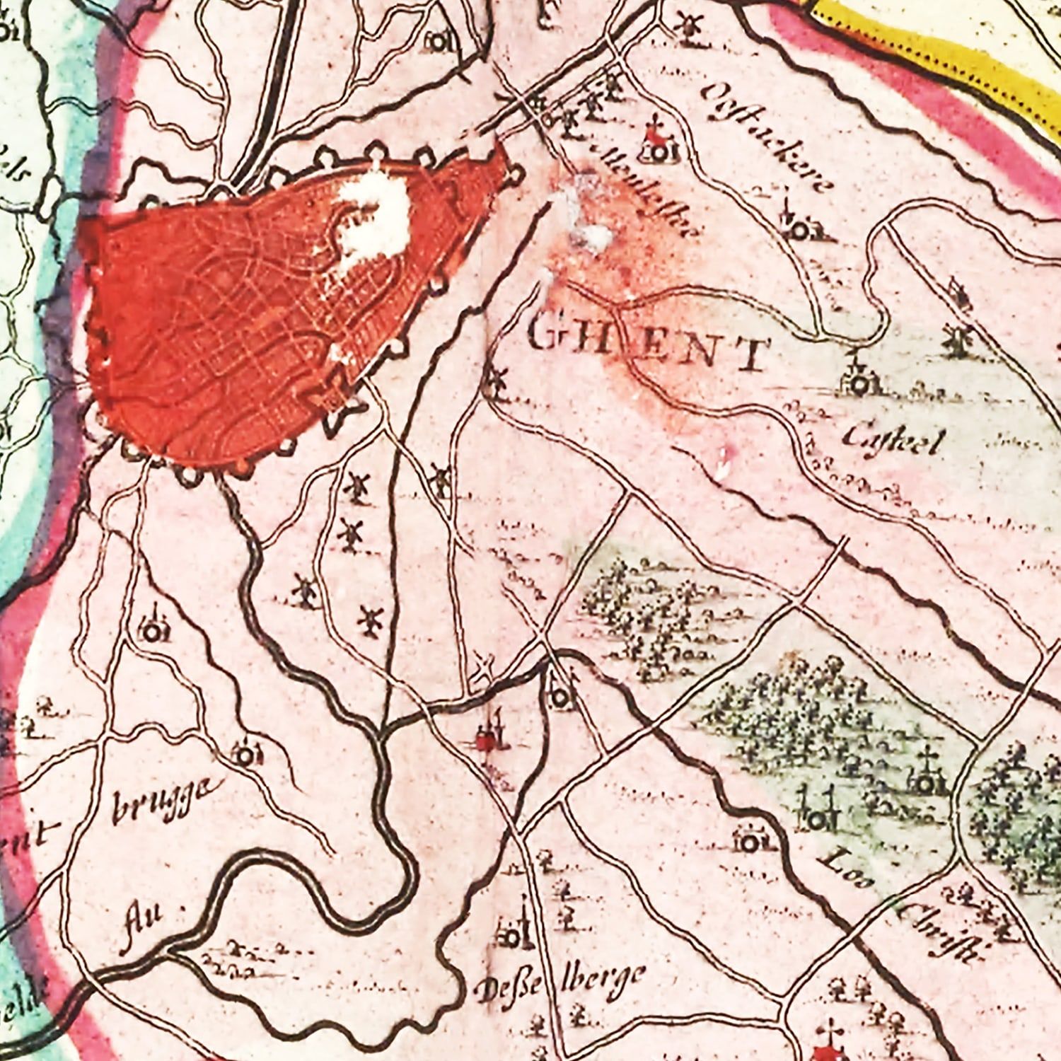 Vintage Map of Flanders, Belgium 1665