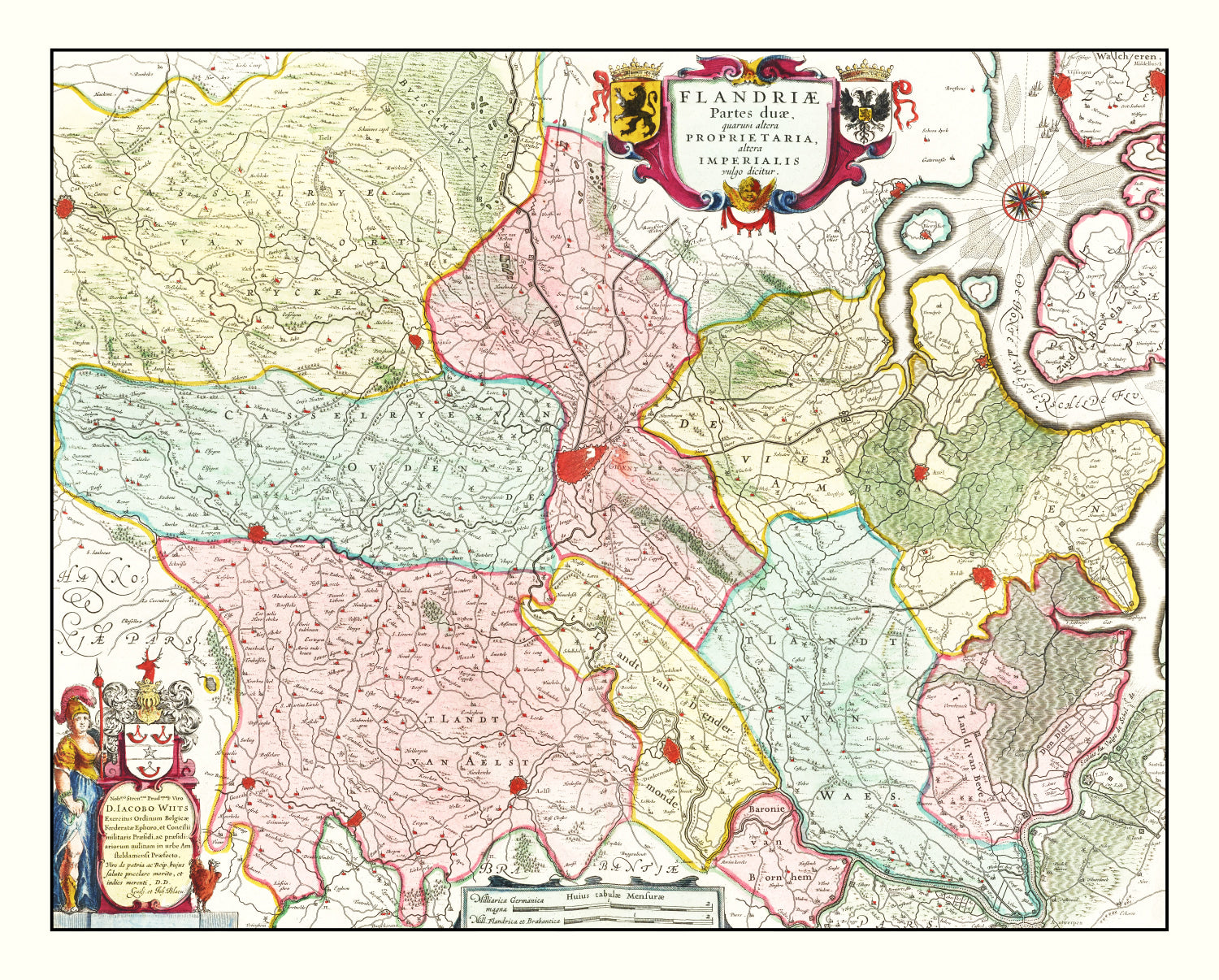 Vintage Map of Flanders, Belgium 1665